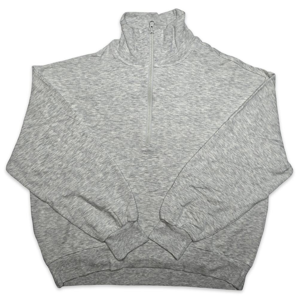 Lou & Grey Women’s Med Signaturesoft Plush Quarter Zip Pullover Heather Grey NWT